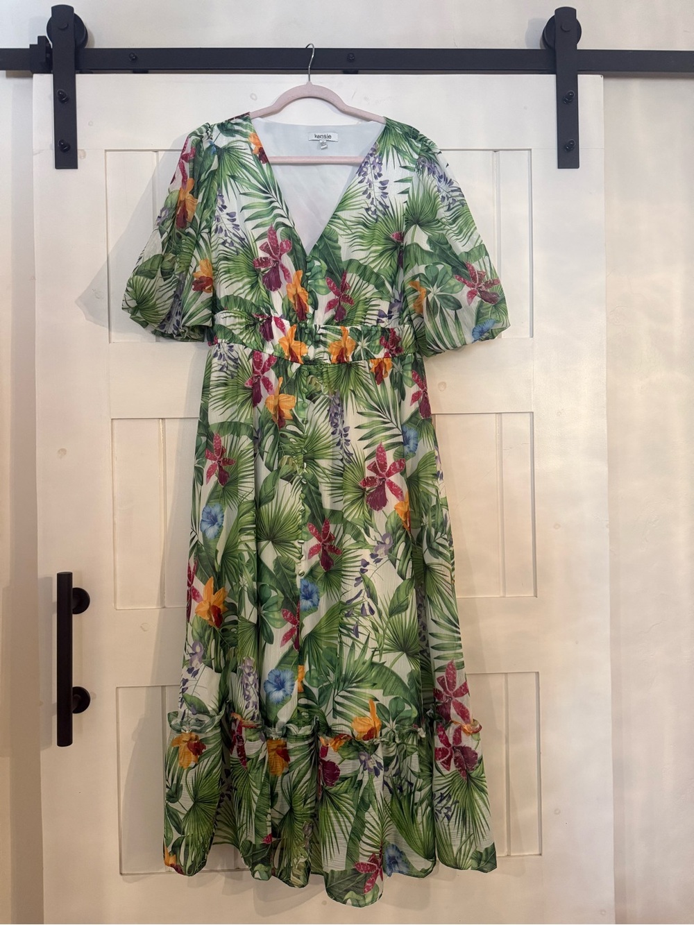 Kenzie Green Multi Tropical Floral V-Neck Maxi Dress